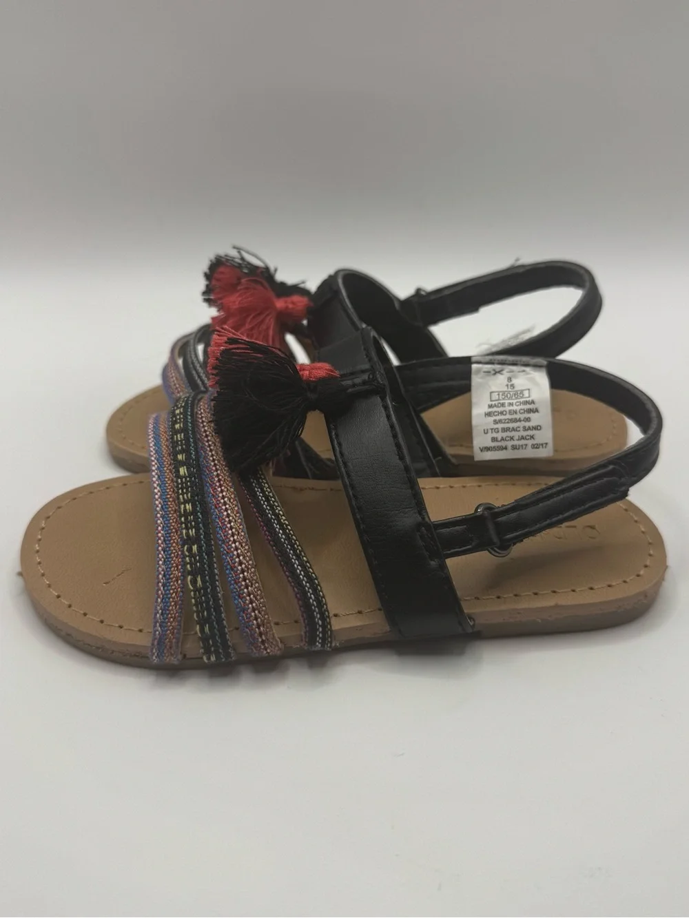 Old Navy Toddler Girls 8 Black Boho Strappy Sandals Summer Minimalist Festival